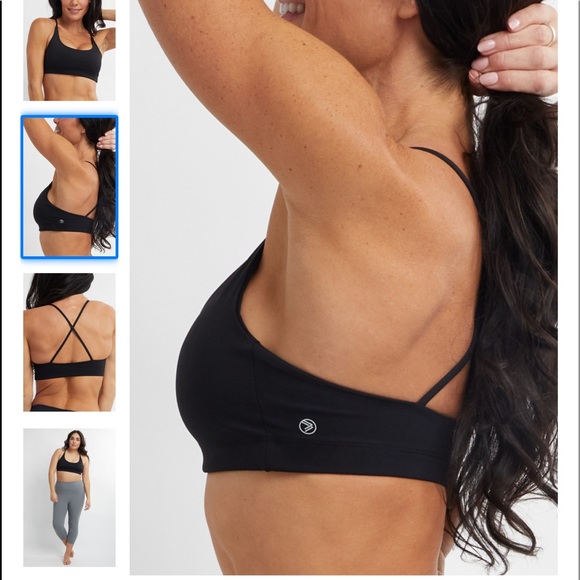 SAVVI ARID Small Black Scoop Neck Strappy Criss Cross Back Sports Bra - Picture 3 of 8